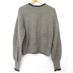 美品 Rene ルネ 袖パールボタン レース ウール ニット セーター サイズ36 グレージュ レディース 古着 中古 USED