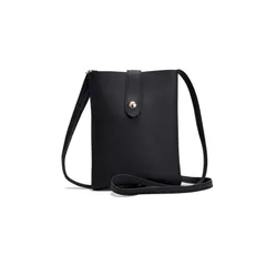 【新品】 [SHIO MOKU] スマホポーチ レディース 長さ調節可能 携帯ポーチ スマホポシェット ショルダー 軽量 シンプル (ブラック) 1