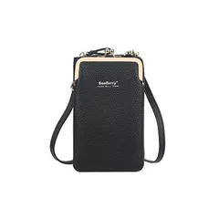 【新品】 [LeafIn] スマホポーチ レディース 斜めがけ 携帯ポーチ ポシェット手提げ 軽量 スマホショルダー ショルダーバッグ お財布ポシェット お財布ショルダー ポーチ 斜め掛け カードケース NB65(ブラック) 0