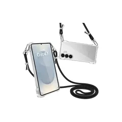 【新品】 Peipeizi Galaxy S25 ケース ショルダー クリア 肩掛け 首掛け SC-51F SCG31 スマホケース斜め掛け カバー 耐衝撃 米軍MIL規格取得 人気 韓国 柔軟 黄変なし(ブラック) 1