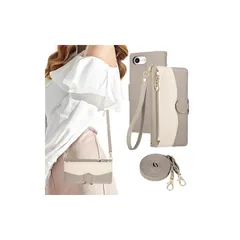 【新品】 KW-LINK 向けの iphone se3 / se2 ケース 手帳型 ショルダー スマホケース iphone se ケース おしゃれ 2色パッチワーク 携帯カバー iphone8 / iphone7 ケースカバー 小銭入れ カード収納 ジップ 0