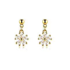 TALONIAピアス レディース 金属アレルギー対応 つけっぱなし 揺れる ジルコニア花 小さい ニードル シルバー925 人気 両耳 2個セット 女性 誕生日 プレゼント セカンド人気 記念日 贈り物 1