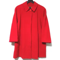 美品 HERNO ヘルノ ヴィンテージ 裏地スカーフ柄 シングル ウール ステンカラーコート バルマカーンコート レッド レディース 古着 中古 USED