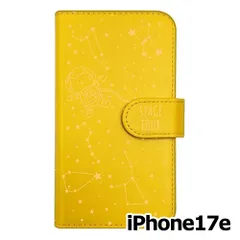 【新品未使用】 iPhone17e / iPhone16e 手帳型スマホ ケース moimoikka (カバー色イエロー×柄イエロー) ねこ 星座 宇宙 猫 アニマル モイモイッカ カード収納 PUレザー flip2-ip17e-ye-20062