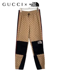 【美品 定価220000円】GUCCI × THE NORTH FACE グッチ ノースフェイス GGジャカード ジャージー ジョギングパンツ 38 ベージュ×ブラック 【値下げ交渉歓迎】