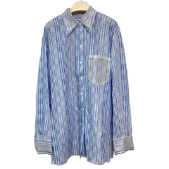 美品 EENK インク シアーコンビネーションシャツ ブラウス EEA-1O250-SH01-SB サイズS ブルー ホワイト レディース 古着 中古 USED