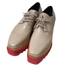 良品 Stella McCartney ステラマッカートニー エリス プラットフォーム 厚底シューズ サイズ38 約24cm ベージュ×レッド レディース 古着 中古 USED