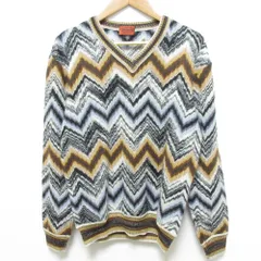 美品 MISSONI ミッソーニ シェブロン Vネック ウール モヘアブレンド ニットセーター 512591 サイズ48 マルチカラー レディース 古着 中古 USED 美品 MISSONI ミッソーニ シェブロン Vネック ウール モヘアブレンド