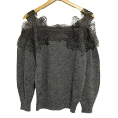 美品 25AW SNIDEL スナイデル レーストリミング ニットプルオーバー セーター SWNT254098 サイズF グレー レディース 古着 中古 USED