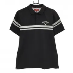 キャロウェイ レッドレーベル 半袖ポロシャツ 黒×グレー 2ライン メンズ L ゴルフウェア Callaway