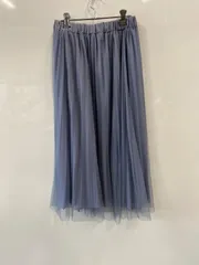 ピC285⚫︎GLACIER⚫︎グラシア⚫︎ロングスカート⚫︎チュール⚫︎プリーツ⚫︎ラメ入り⚫︎ウエストゴム⚫︎レディース⚫︎size M⚫︎ブルーグレー