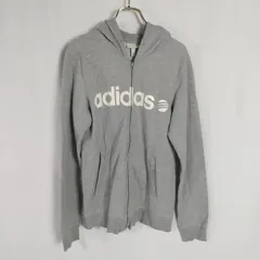 M1-02583【Women】adidas (アディダス）パーカー 長袖 (M) /グレー 表、右下に汚れ有 フードひもなし フードに汚れ有 ロゴ裏に汚れ有 ファスナー挽手なし K