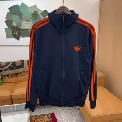 アディダス ファイヤーバード ネイビーオレンジ トラックジャージ ジップアップ ジャージ 100 C04525