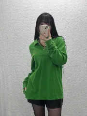 バーバリー カジュアル 刺繍 ロゴ カントリー グリーン ポロシャツ 長袖 XL C08983