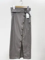 美品 MURUA ムルーア レザー パイピング ロングスカート 千鳥格子 size2M/茶 ■■レディースのサムネイル