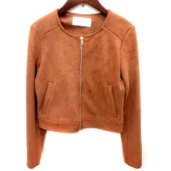 ロイヤルパーティー ROYAL PARTY ジャケット ノーカラー ジップアップ スウェード F 茶 ブラウン /RT