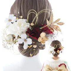 [LALALA beauty flowers] 成人式・卒業式にぴったりの華やか髪飾り 和装小物 七五三 結婚式 入学式 花火大会 浴衣 着物 袴 振袖 二十歳の集い (ワインレッド) 2901h [ワインレッド[2901]]