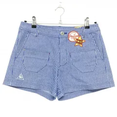 【美品】ルコックゴルフ ショートパンツ ブルー×白 ストライプ ワッペン レディース 11 ゴルフウェア le coq sportifのサムネイル