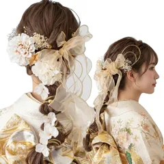 [LALALA beauty flowers] 成人式・卒業式にぴったりの華やか髪飾り 和装小物 七五三 結婚式 入学式 花火大会 浴衣 着物 袴 振袖 二十歳の集い オーガンジー (ワインレッド) 2451 [ワインオーガンジー[2451]]