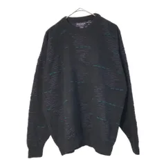 90年代 ROYAL KNIGHT アクリルニットセーター 総柄 ブラック(メンズ L)中古 古着 X4607