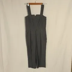 M1-02586【Women】deicy(デイシー）サロペットパンツ ミモレ丈 (L相当）/チャコールグレー ストライプ 全体的にテカリ有 Kのサムネイル