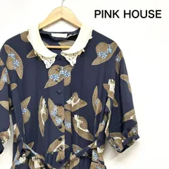 ピンクハウス ロングワンピース 麦わら帽子柄 白襟 レースフリル プリント レトロワンピ P0131FA13 レディース 表記無し ISItems【USED】【古着】【中古】50154765