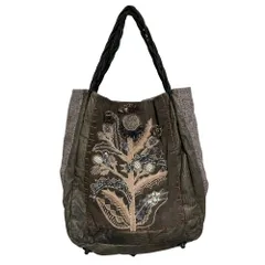 Jamin Puech ジャマンピュエッシュ ビーズ装飾 フラワーモチーフ トートバッグ グレー レディース 古着 中古 USED