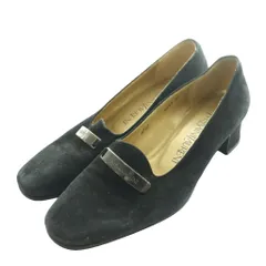 イヴサンローラン YVES SAINT LAURENT ロゴプレート付きスエードパンプス 35 黒 ブラック /SS ■OS