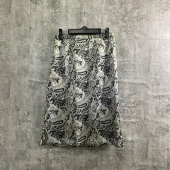 【T-493】ペイズリー柄スカート レディース42 膝丈スカート 総柄スカート ブラック ベージュ ペイズリー柄 フレアスカート レディーススカート カジュアル ボトムス