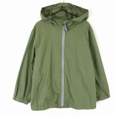 ブリーズ BREEZE ジャケット マウンテンパーカー ウインドブレーカー ジップアップ 配色 フード コットン 長袖 130 モスグリーン グレー 男の子 KIDS