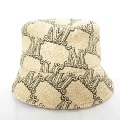 美品 Max Mara マックスマーラ マックスマーラグラム ロゴ総柄 バケットハット 45710221600 サイズ58 ベージュ レディース 古着 中古 USED