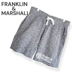 FRANKLIN&MARSHALL フランクリン&マーシャル グレー ショートパンツ ハーフパンツ スウェット 綿100% イタリア製 メンズ Mサイズ相当 ロゴプリント 霜降りグレー ひも調節 カジュアル スポーツ 1039KZのサムネイル