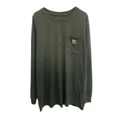 Carhartt 長袖 ロゴTシャツ 2XL ダークグリーン カーハート プルオーバー ビッグサイズ 胸ポケット ロンT ロングT 春物 a803-5511