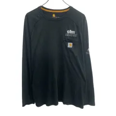 Carhartt 長袖 ロゴTシャツ L ブラック カーハート プルオーバー ラグラン ワンポイント RELAXED FIT ロンT ロングTシャツ 春物 a803-5516