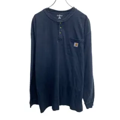 Carhartt 長袖 ロゴTシャツ XL ダークブルー カーハート プルオーバー 胸ポケット ロンT ロングT 春物 a803-5517