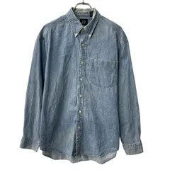 GAP 長袖 デニムシャツ M ライトブルー ギャップ ボタンダウン 胸ポケット コットン 長袖シャツ トップス 春物 a803-5529