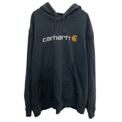 メキシコ製 Carhartt プリントスウェット パーカー3XL ブラック カーハート ビッグサイズ ビッグプリント トップス 春秋物 a803-5550