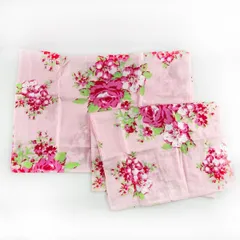 枕カバー 2枚組 綿混 かぶせ式 43x63cm用 花柄 ピンク