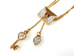 スワロフスキー　SWAROVSKI　クリスタル　ラブレター　ハート　キー　モチーフ　ダブルチェーン　ネックレス　シルバーカラー×ゴールドカラー　送料無料