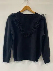 ピB395⚫︎LOWRYS FARM⚫︎ローリーズファーム⚫︎ニット⚫︎セーター⚫︎ダメージ加工⚫︎長袖⚫︎プルオーバー⚫︎レディース⚫︎sizeL⚫︎黒