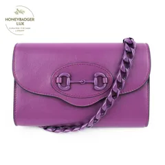 【中古】GUCCI グッチ ホースビット1955 レザー 2WAYハンドバッグ パープル 724713 ショルダーバッグ レディース