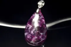 【１点物】シルバー925◇雲母の煌めき レピドライト(リチア雲母)　33x20mm　ドロップ ペンダントトップ パワーストーン 天然石 _PD193