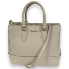 良品 Max Mara マックスマーラ レザー 2Way ハンドバッグ ショルダーバッグ ベージュ ゴールド金具 レディース 古着 中古 USED