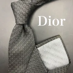 【美品】Dior ディオール ネクタイ ロゴ 小紋柄 ブラック グレー 黒 灰色