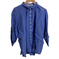 美品 BROCANTE ブロカント リネンキャンバス グランシャツ ブラウス 36-260L サイズ2 ネイビー レディース 古着 中古 USED