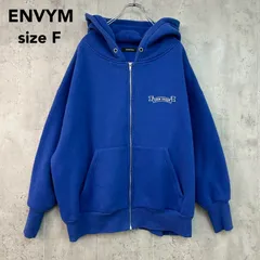 ENVYM アンビー ブルー フルジップ パーカー 刺繍 バックロゴ カレッジロゴ オーバーサイズ ビッグシルエット ドロップショルダー 1222-040061 フーディー フード ジャケット ブルゾン アウター カジュアル Fサイズ ★ ◇■のサムネイル