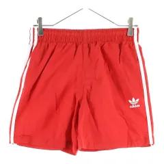 adidas (アディダス) フロントロゴデザイン サイドライン ドローストリング ハーフパンツ レッド GN3526