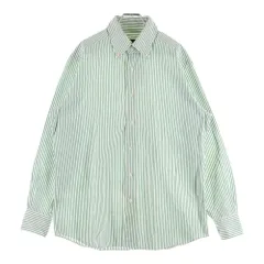TOMORROWLAND (トゥモローランド) CARIBBEAN COTTON ストライプ柄 コットン ボタンダウン 長袖シャツ ホワイト/グリーンのサムネイル
