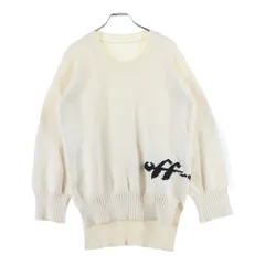 OFF-WHITE (オフホワイト) LOGO INTARSIA KNIT JUMPER ロゴインターシャ クルーネックニット ジャンパー アイボリー OWHE076S22KNI001のサムネイル