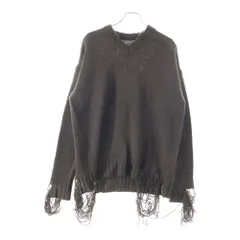 ISAMU KATAYAMA BACKLASH (イサムカタヤマバックラッシュ) WOOL/ACRYLIC CLASH KNIT PULLOVER クラッシュ加工 ウールアクリル Vネック 長袖プルオーバーニットセーター ブラウン KN-782-01のサムネイル
